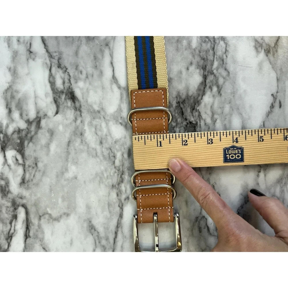 Shinola Detroit Brown Leather And Striped Woven Belt Sz 42 Men's Made In USA